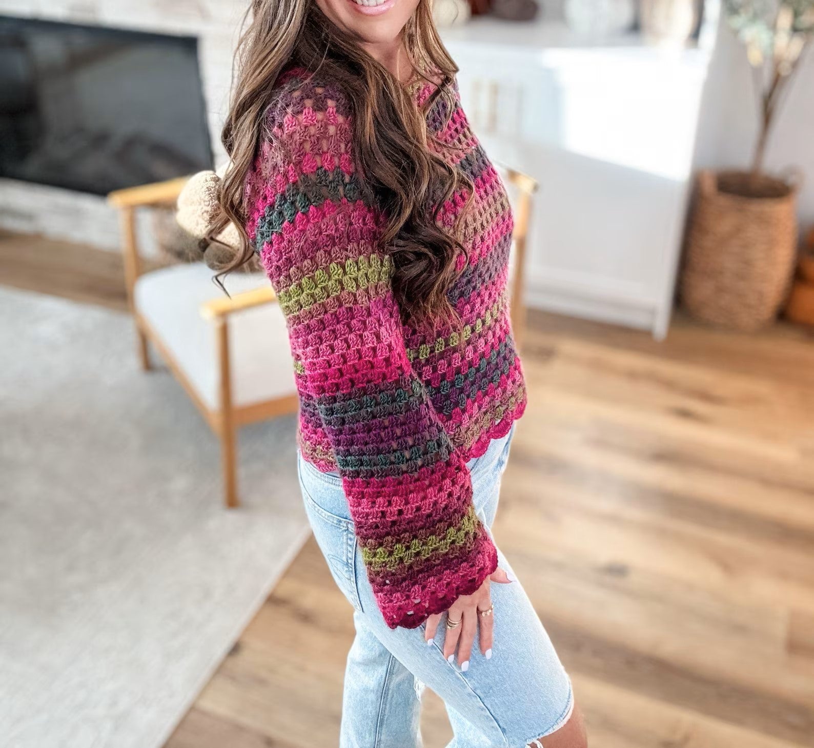 CROCHET PATTERN  Old Town Granny Stitch Sweater, Top-Down Design, Sizes XS–5X (Digital PDF for Women)