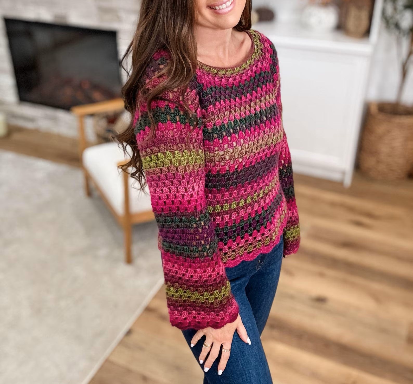 CROCHET PATTERN  Old Town Granny Stitch Sweater, Top-Down Design, Sizes XS–5X (Digital PDF for Women)