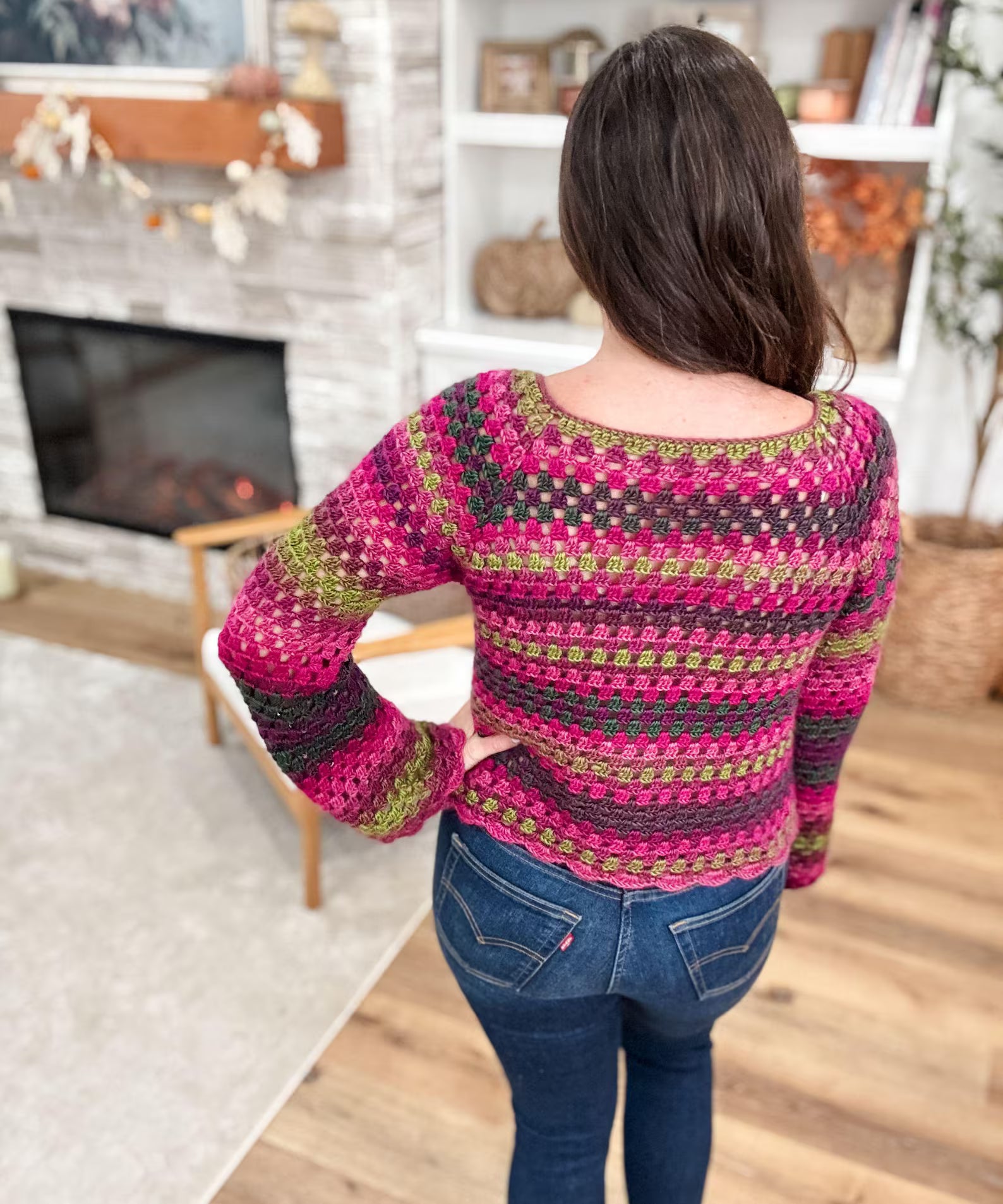 CROCHET PATTERN  Old Town Granny Stitch Sweater, Top-Down Design, Sizes XS–5X (Digital PDF for Women)