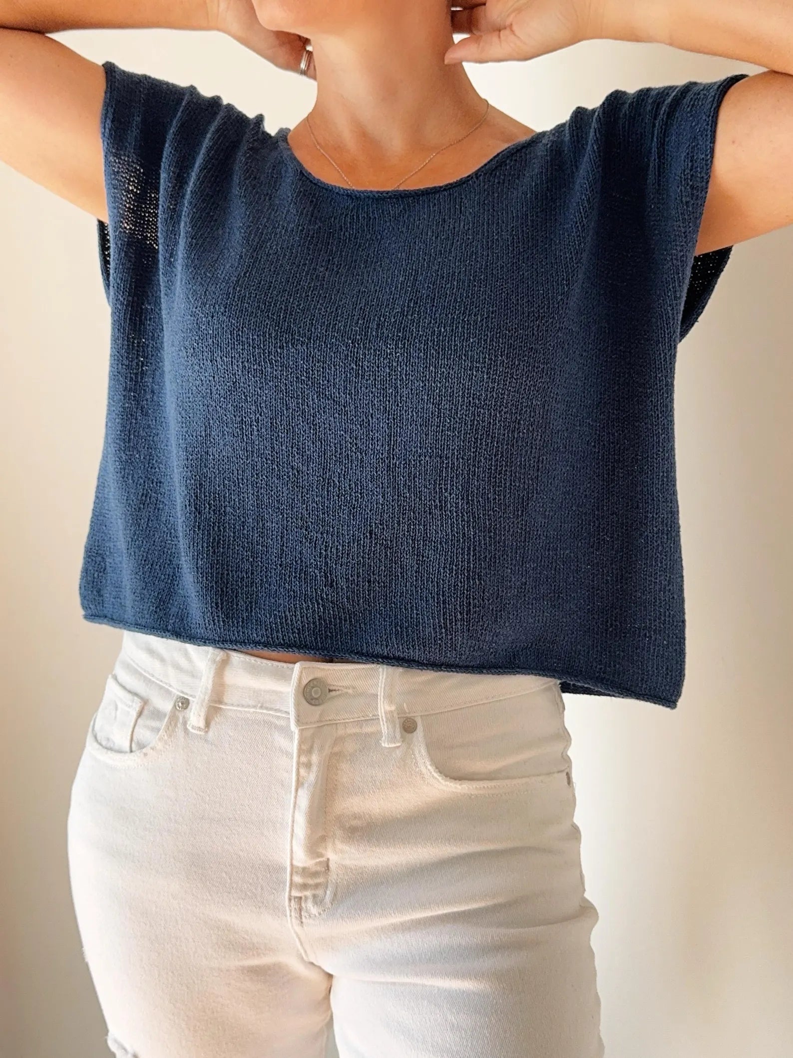 Drop Cut Tee Lite Knitting Pattern Instructions – Modern Top Pattern Knit Top-Down, Boxy Fit”