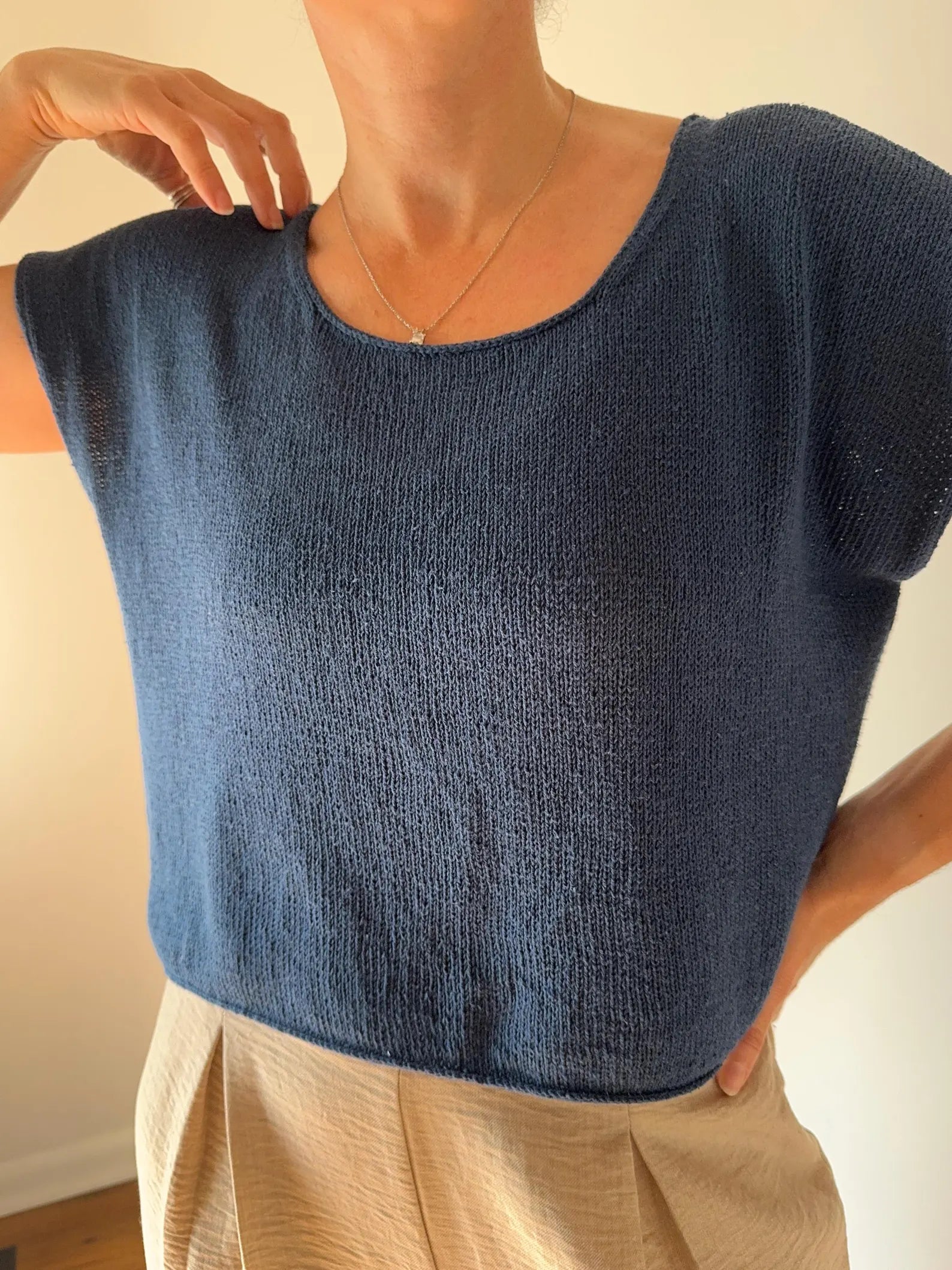 Drop Cut Tee Lite Knitting Pattern Instructions – Modern Top Pattern Knit Top-Down, Boxy Fit”