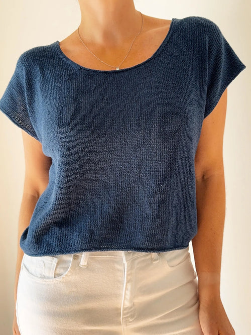Drop Cut Tee Lite Knitting Pattern Instructions – Modern Top Pattern Knit Top-Down, Boxy Fit”