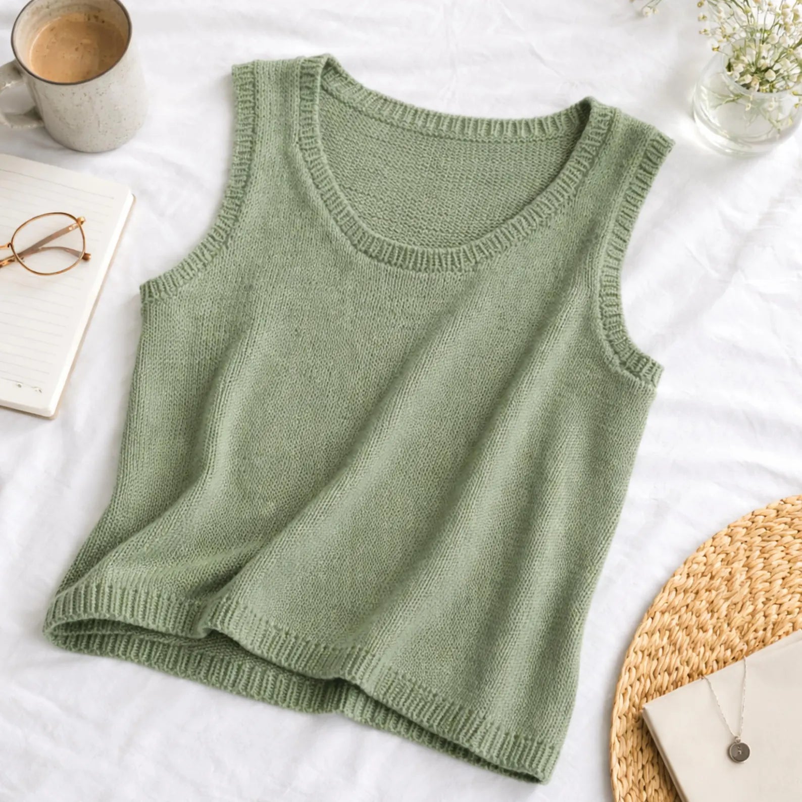 Summer Elegance –“Summer Knit Tank Top PDF Pattern, Sleeveless Knitting Pattern, Beginner-Friendly, Modern Minimalist Style”
