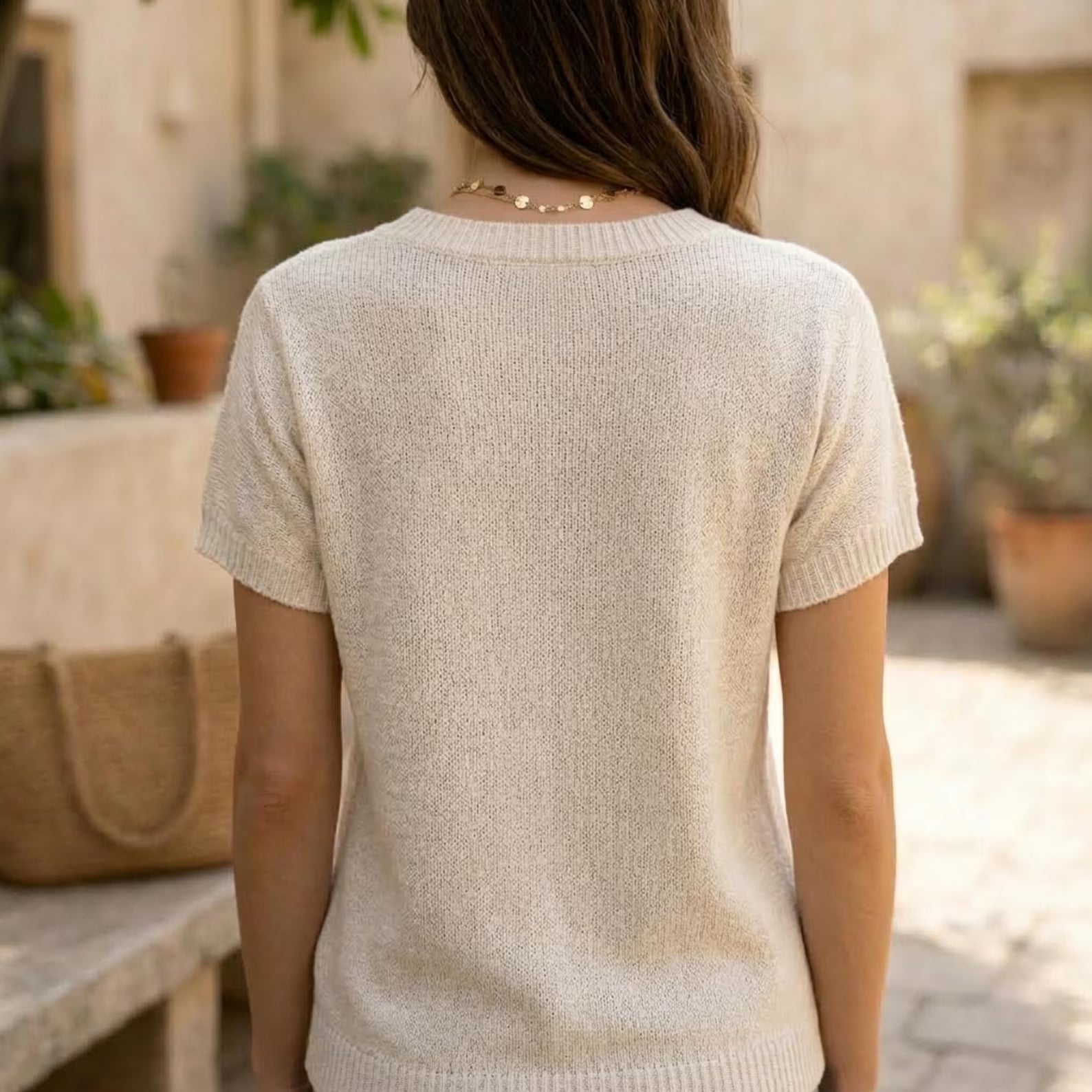 Summer Knit T-Shirt PDF Pattern, Casual Short Sleeve Sweater, Drop Shoulder Knitted Top, Minimalist Style”